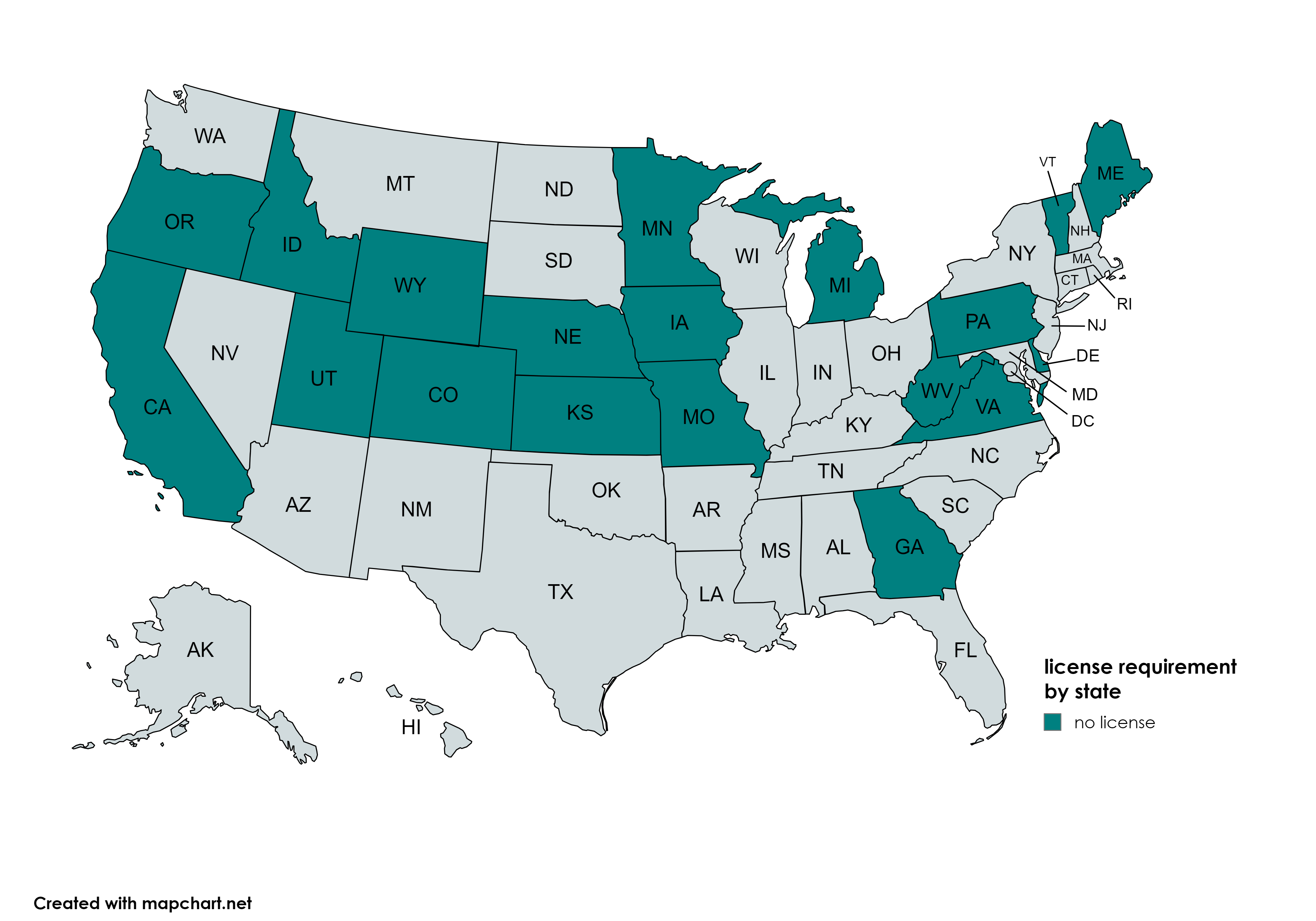 License Requirement by State Map